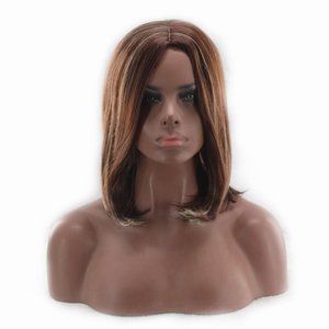 Brown, medium-parted, Bob wig